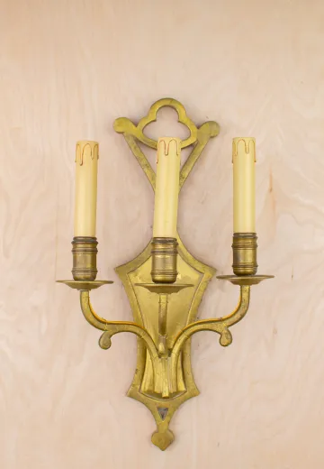 Three Candle Brass Wall Sconce