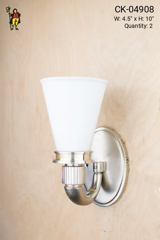 Nickel Wall Sconce w/Frosted Glass Cone Shade