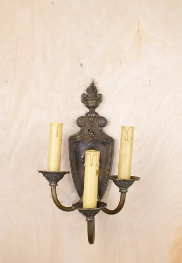 Three Candle Pre War Wall Sconce
