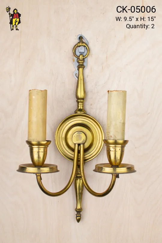 Traditional Brass Two Candle Wall Sconce