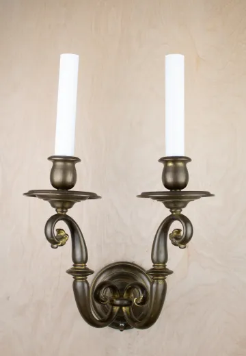 Bronze Art Deco Two Candle Wall Sconce