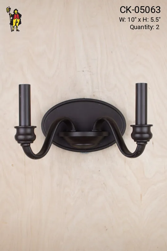 Modern Two Candle Bronze Wall Sconce
