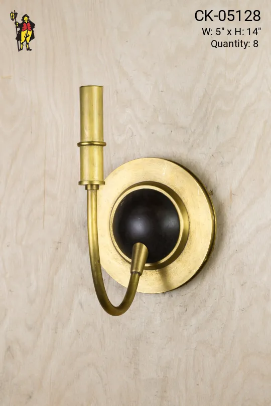 Modern Single Candle Black & Brass Wall Sconce