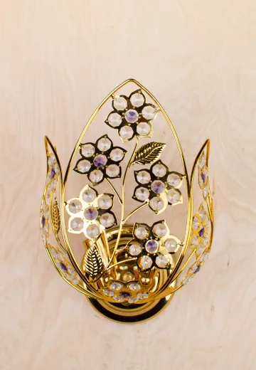 Contemporary Polished Brass & Crystal