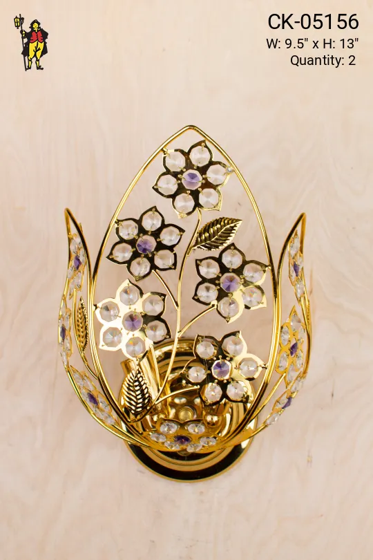 Contemporary Polished Brass & Crystal