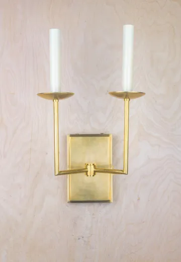 Tall Two Candle Brass Wall Sconce