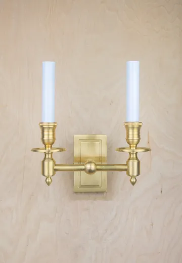 Two Candle Brass Wall Sconce