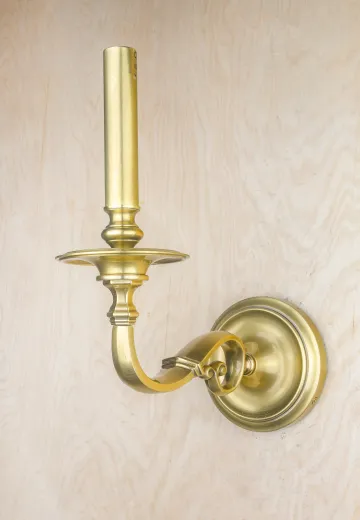 Single Brass Candle Curved Arm Wall Sconce