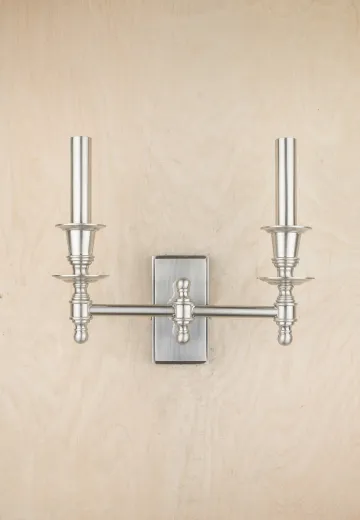 Two Silver Candle Wall Sconce