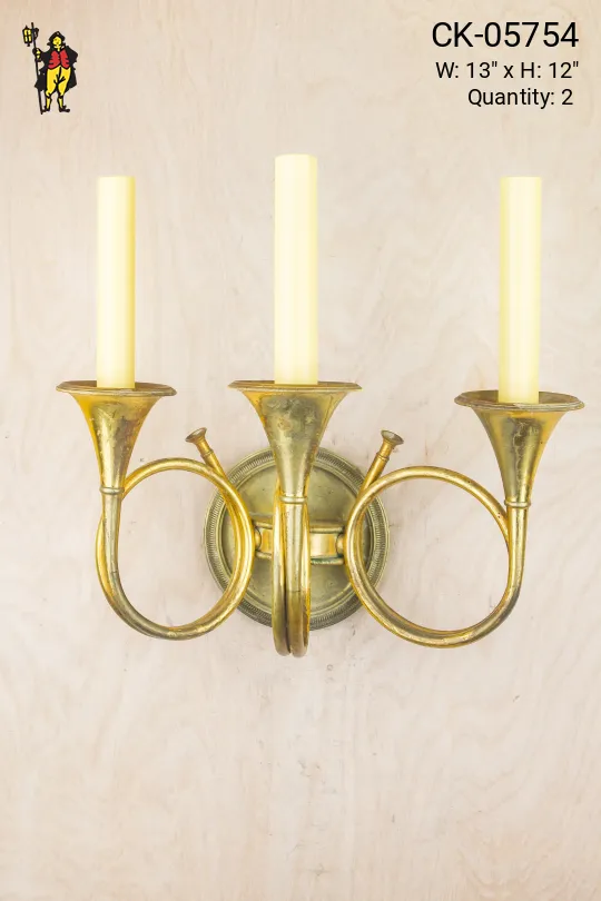 Three Candle Trumpet Style Wall Sconce