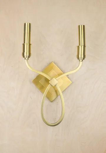 Modern Two Brass Candle Wall Sconce