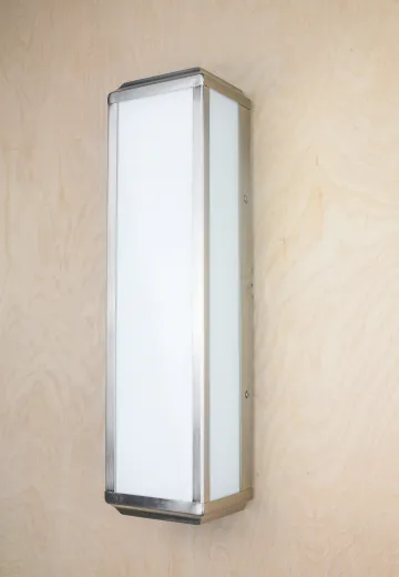 Mid-Century Silver Wall Sconce w/Frosted Glass