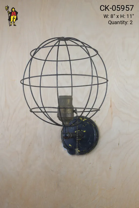 Single Light Wall Sconce w/Distressed Cage