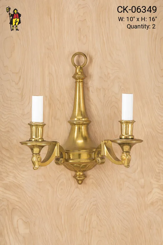 Two Candle Brass Wall Scone