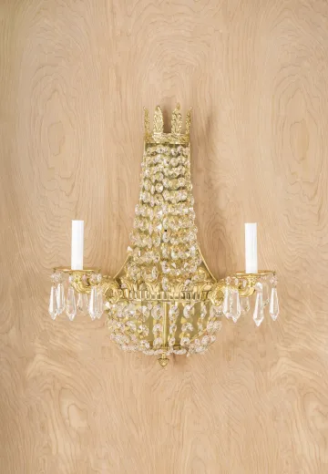 Crystal Basket Two Candle Wall Sconce