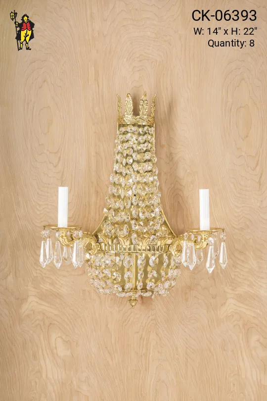 Crystal Basket Two Candle Wall Sconce