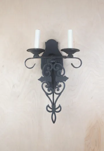 Gothic Two Candle Iron Wall Sconce