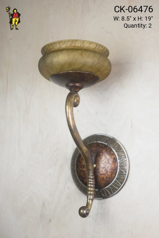Tall Single Light Wall Sconce w/Alabaster Shades