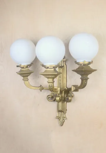 Three Light Brass Wall Sconce
