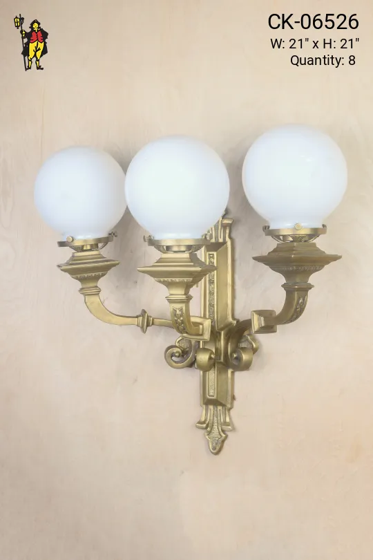 Three Light Brass Wall Sconce