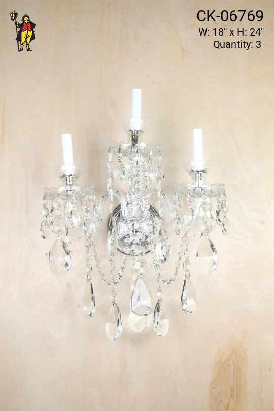 Crystal Three Candle Wall Sconce