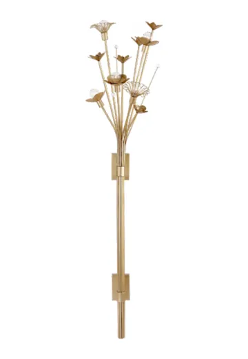 Tall Brass Floral Wall Sconce