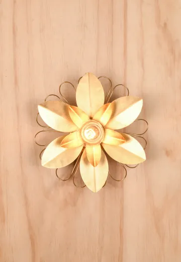 Floral One Light Brass Wall Scone
