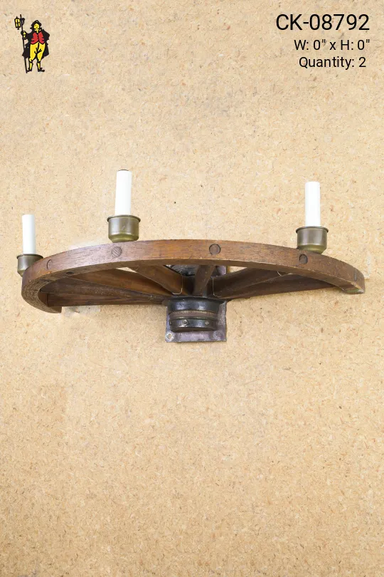 Wooden Wagon Wheel Wall Sconce