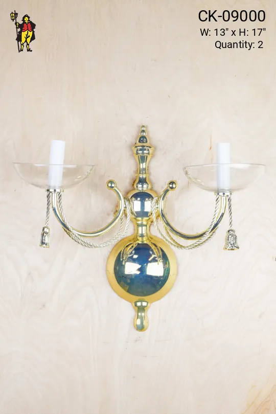 Polished Brass Two Candle Wall Sconce