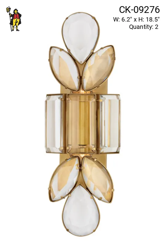 Crystal & Brass Floral Wall Sconce