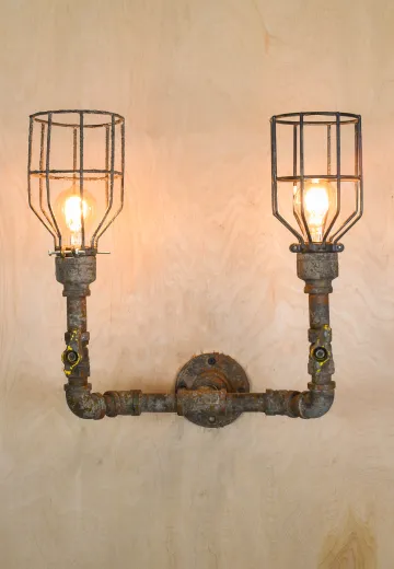 Industrial Two Ghost Light Wall Sconce