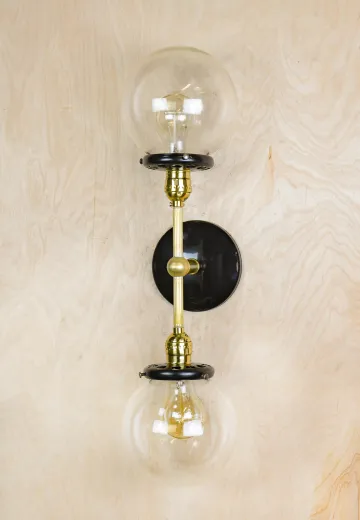 Brass & Black Two Light Miguel Sconces