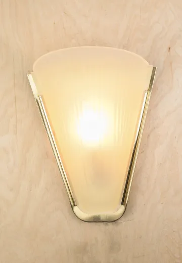 Art Deco Brass & Glass Pocket Wall Sconce