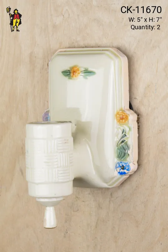 Single Light Floral Porcelain Wall Sconce