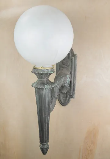 Single Globe Torch Style Outdoor Wall Light