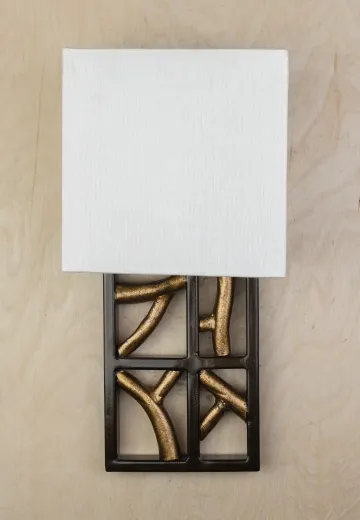 Modern Black & Brass Fabric Shaded Wall Sconce