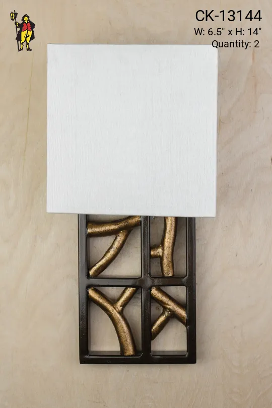 Modern Black & Brass Fabric Shaded Wall Sconce