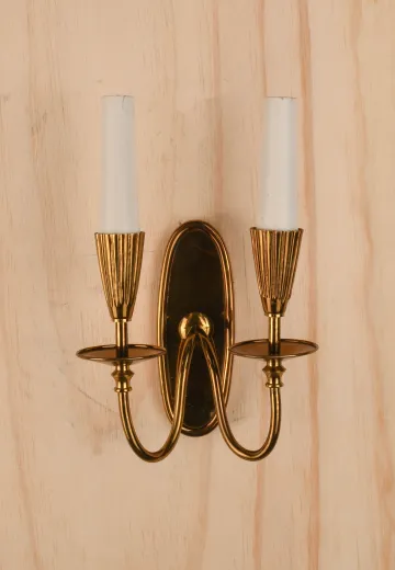 Two Light Polished Brass Wall Sconce
