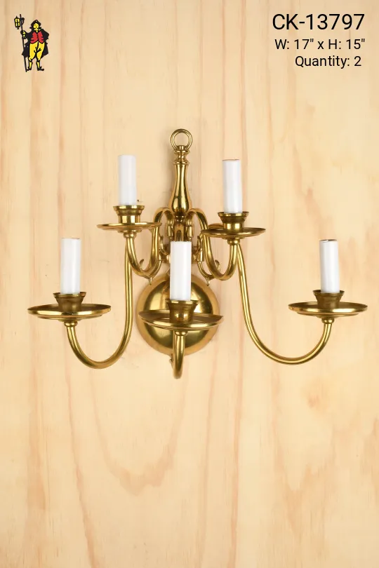 Five Light Brass Wall Sconce