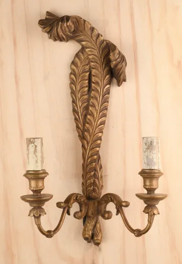 Wooden Two Candle Wall Sconce