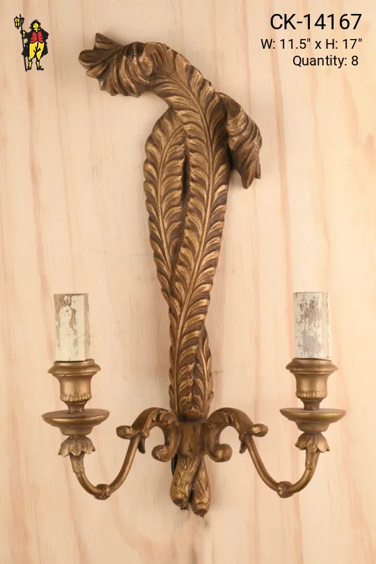 Wooden Two Candle Wall Sconce