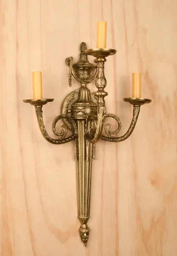 Three Candle Brass Wall Sconce