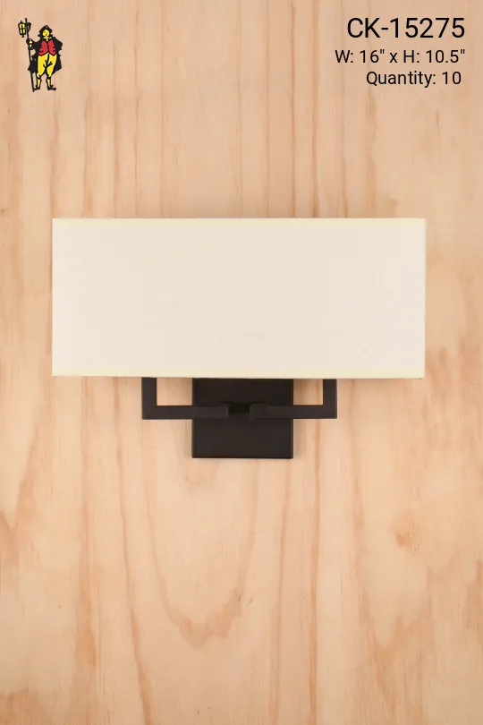 Black Two Light Fabric Shaded Wall Sconce