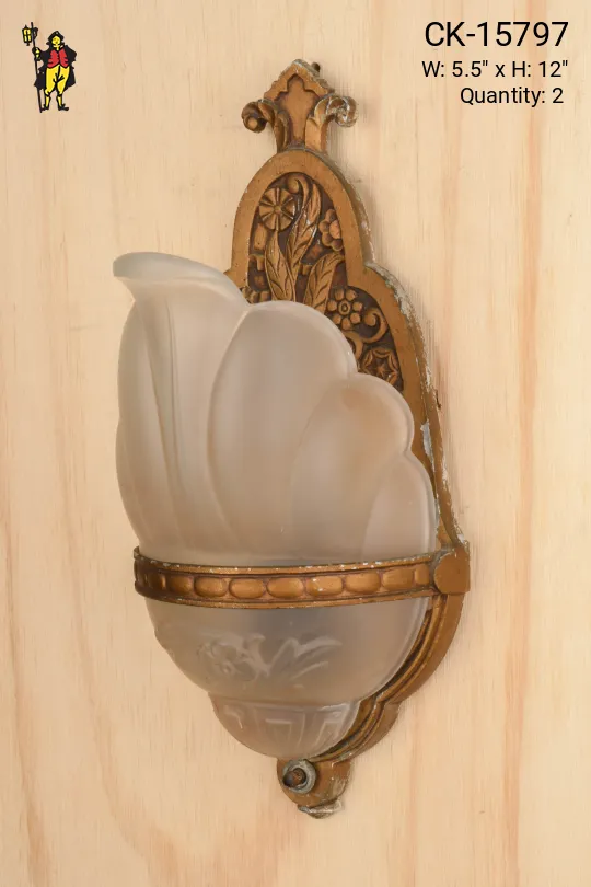 Antique Brass Art Deco Pocket Sconce