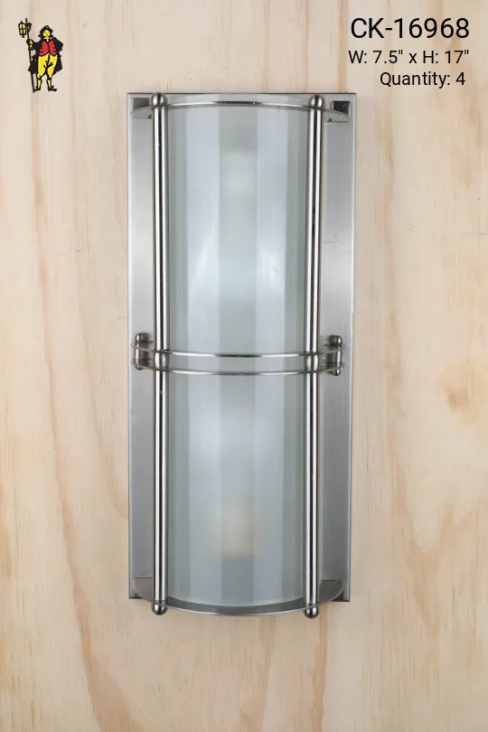 Nickel & Rounded Glass Two Light Wall Sconce
