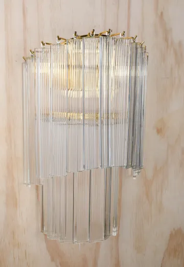 Brass & Crystal Two Light Wall Sconce