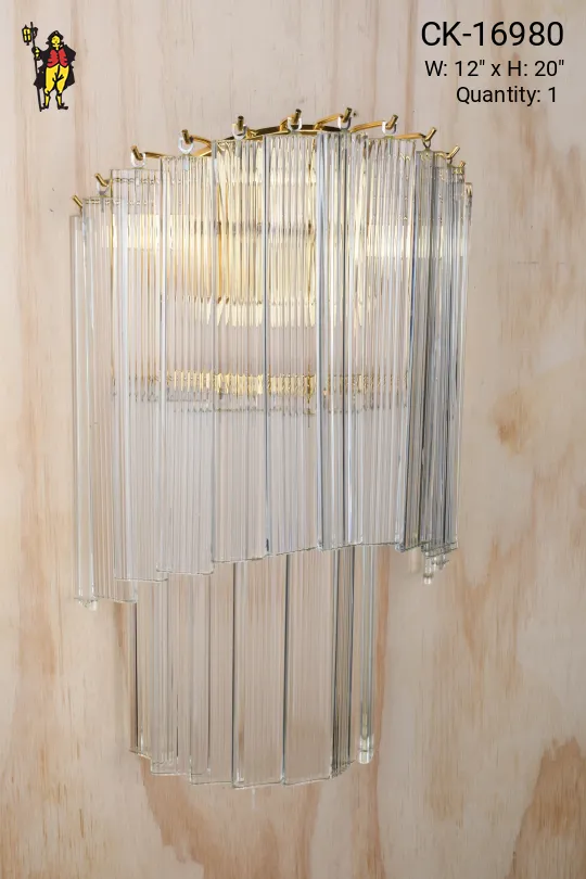 Brass & Crystal Two Light Wall Sconce