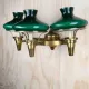 Antique Brass Three Candle Student Shaded Wall Sconce #0
