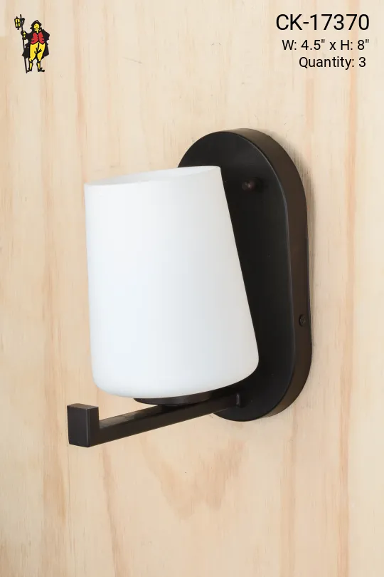 Glass Shaded Single Light Bronze Wall Sconce