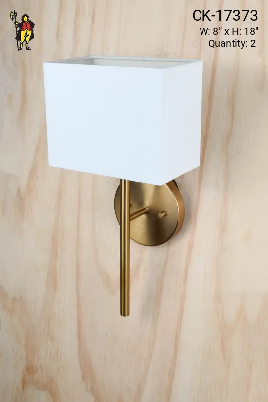 Satin Brass Square Fabric Shaded One Light Wall Sconce